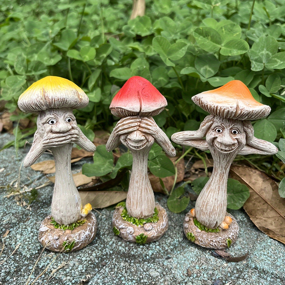 Wisdom Gnomes Mushroom Garden Statue 