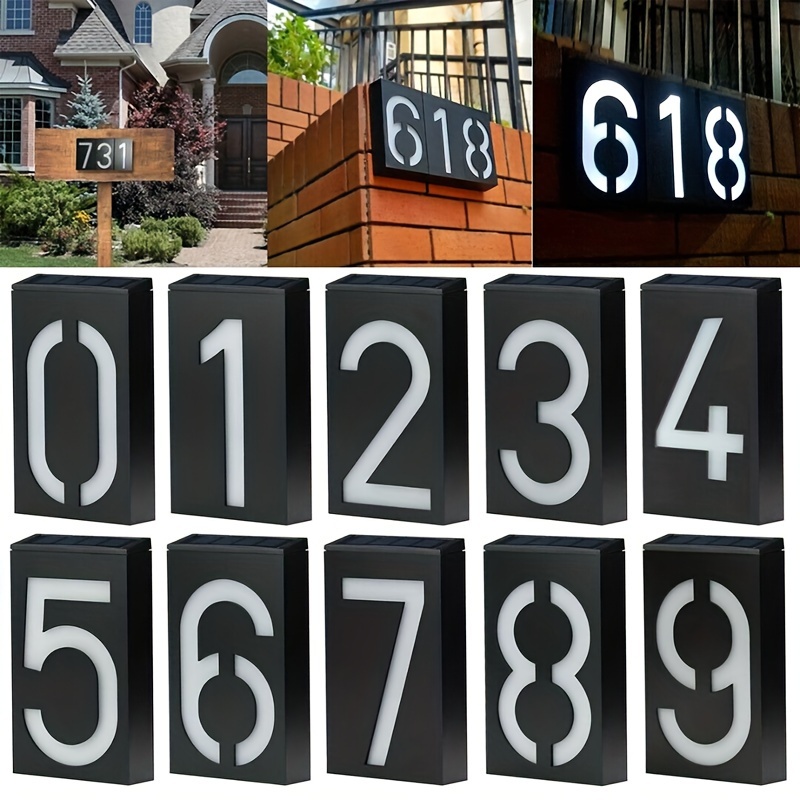 

1pc Solar House Numbers For Outside House Led Solar House Number Light Doorplate, Garden Yard Building Door Wall Address Numbers Lamp Sign Plate Solar Powered For Houses Yard