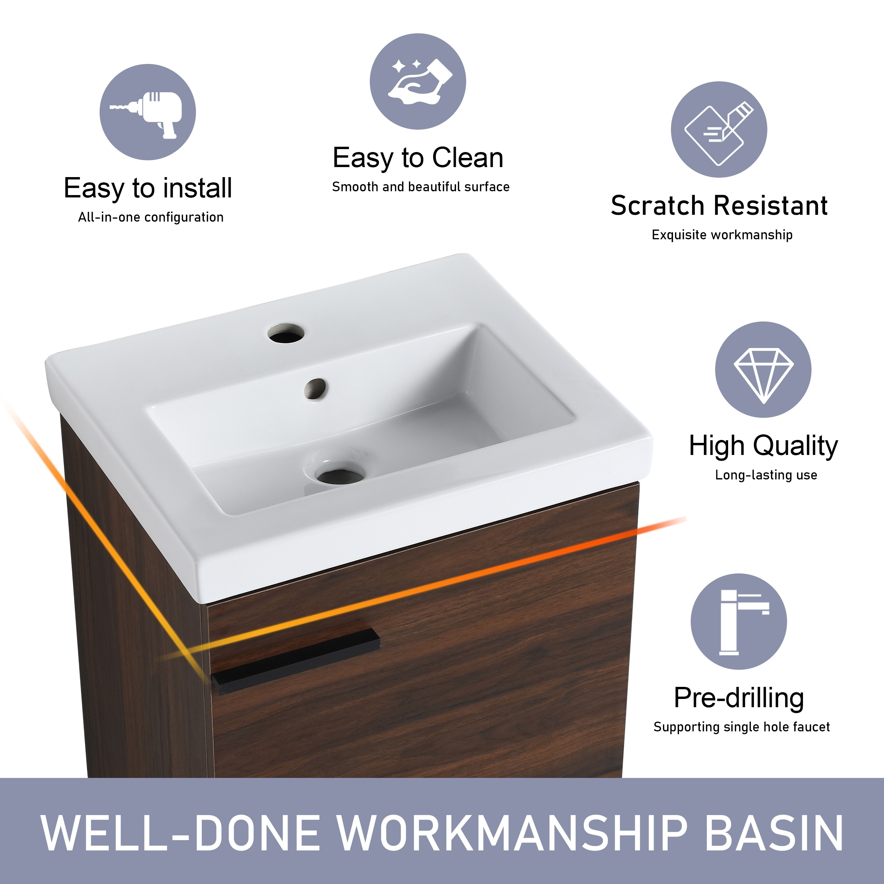 Bathroom Vanity Sink Floating Bathroom Vanity Small Space - Temu