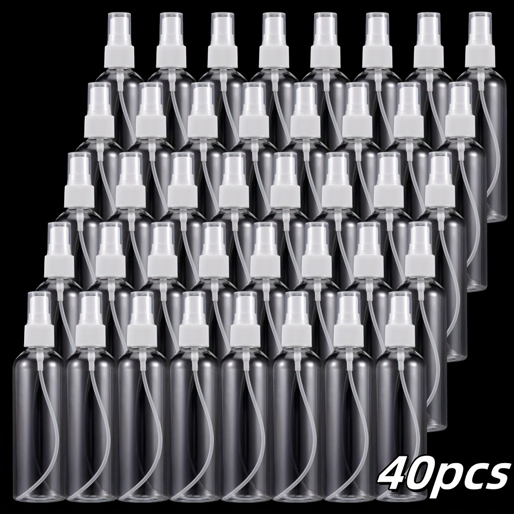 E-shop 40er-Set 100ml Klare Leere Feinnebel-Sprühflaschen aus Kunststoff für Reisen, Kleine Plastik-Nebelparfüm-Sprüherflasche