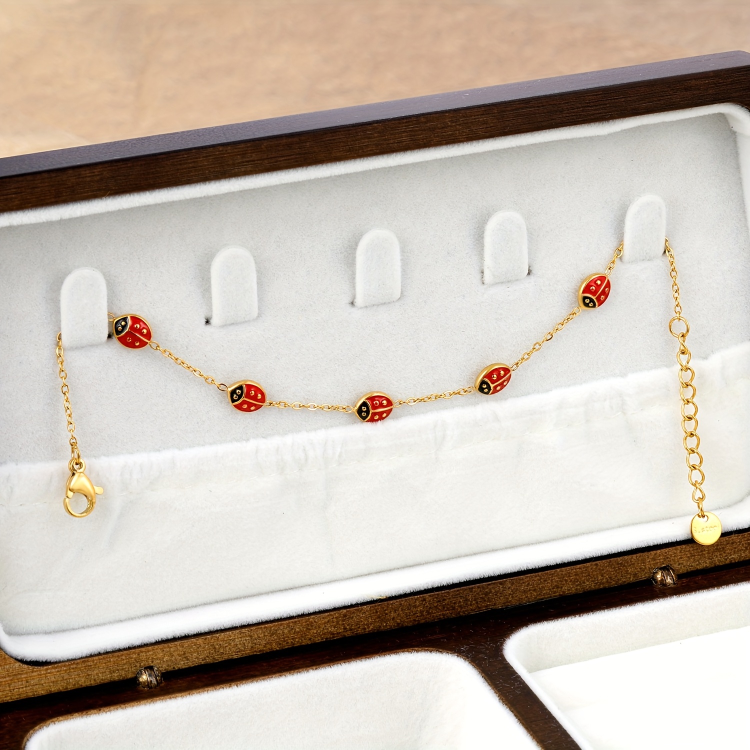 Women's Minimalist Beetle Enamel Bracelet, Waterproof