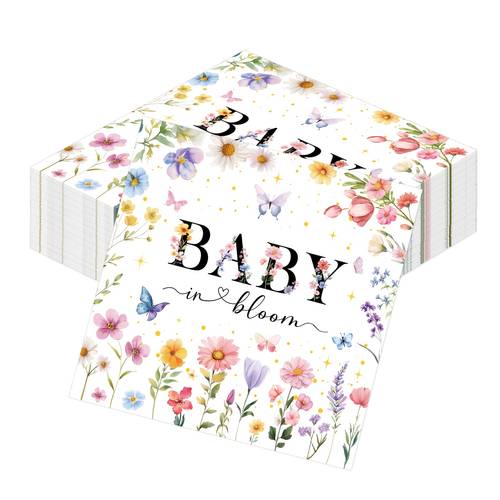 50 servilletas de baby shower con - suministros florales de para de de género, una mide 6.5 x 6.5 pulgadas