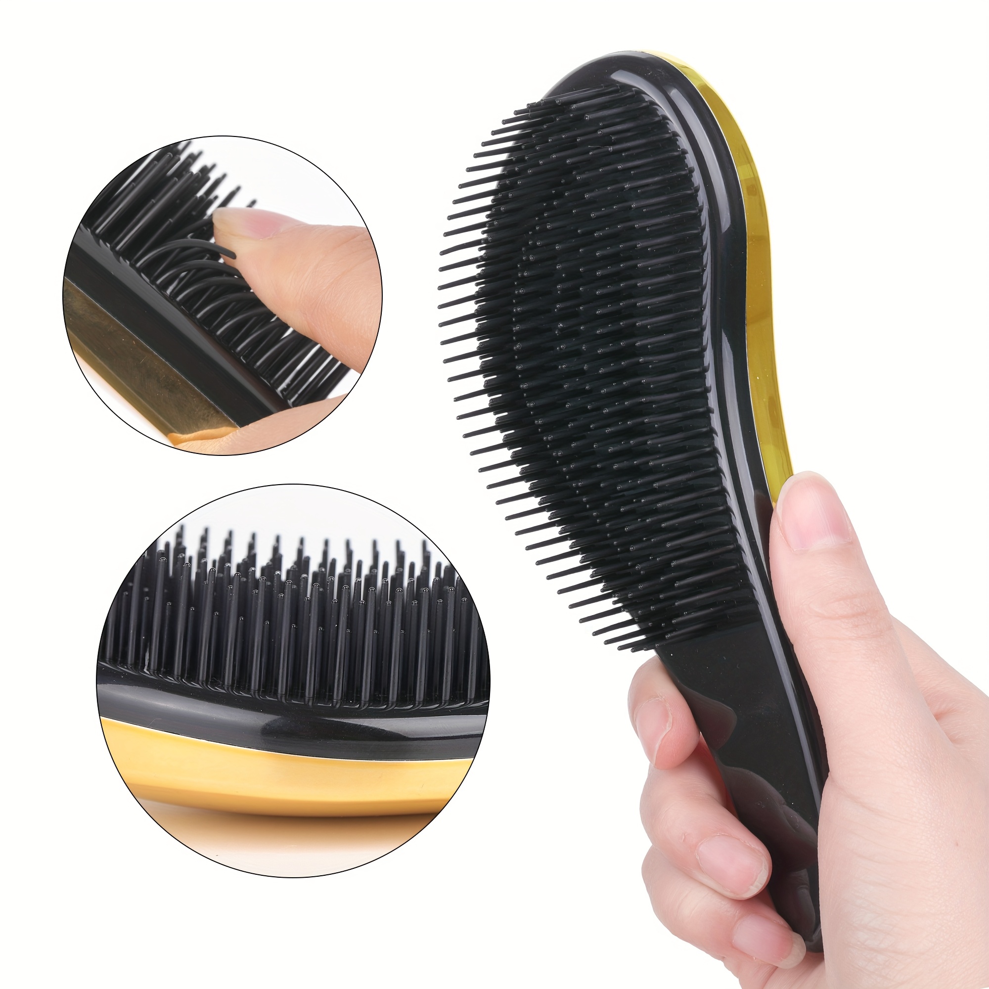 1 stuks Gegalvaniseerde Ontwarborstel | Premium Gouden Haarborstel, Ergonomisch Ontwerp, Geschikt voor Alle Haartypes, Zowel Nat als Droog, Zachte Krulborstel voor Vrouwen, Mannen en Volwassenen | Nylon Borstelharen, ABS Plastic Handvat, BRUSH Merk