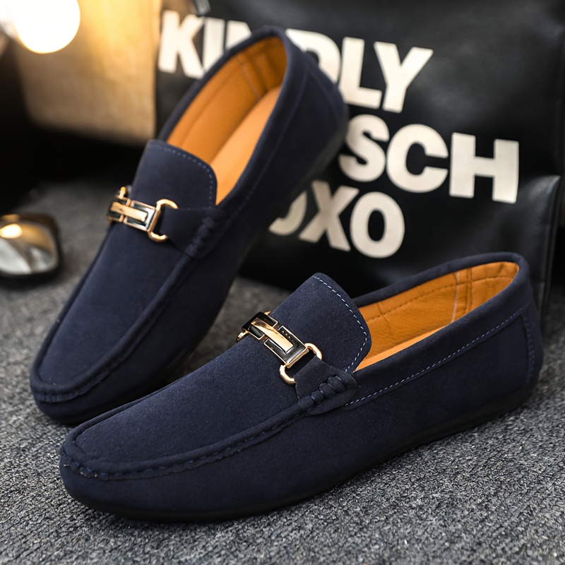 A Set of Stylish, Single-Color Luxury Casual Shoes for Men, Featuring a Round Toe And Flat Design, Comfortable Slip-On Style, Suitable for Different Events