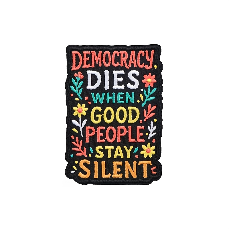 TEMU 1pc Attitude Text Statement Quote Embroidered Iron-on Patch, "resistance Cannot Be Silenced" Cloth Patch, Decorative Accessory For Clothing,