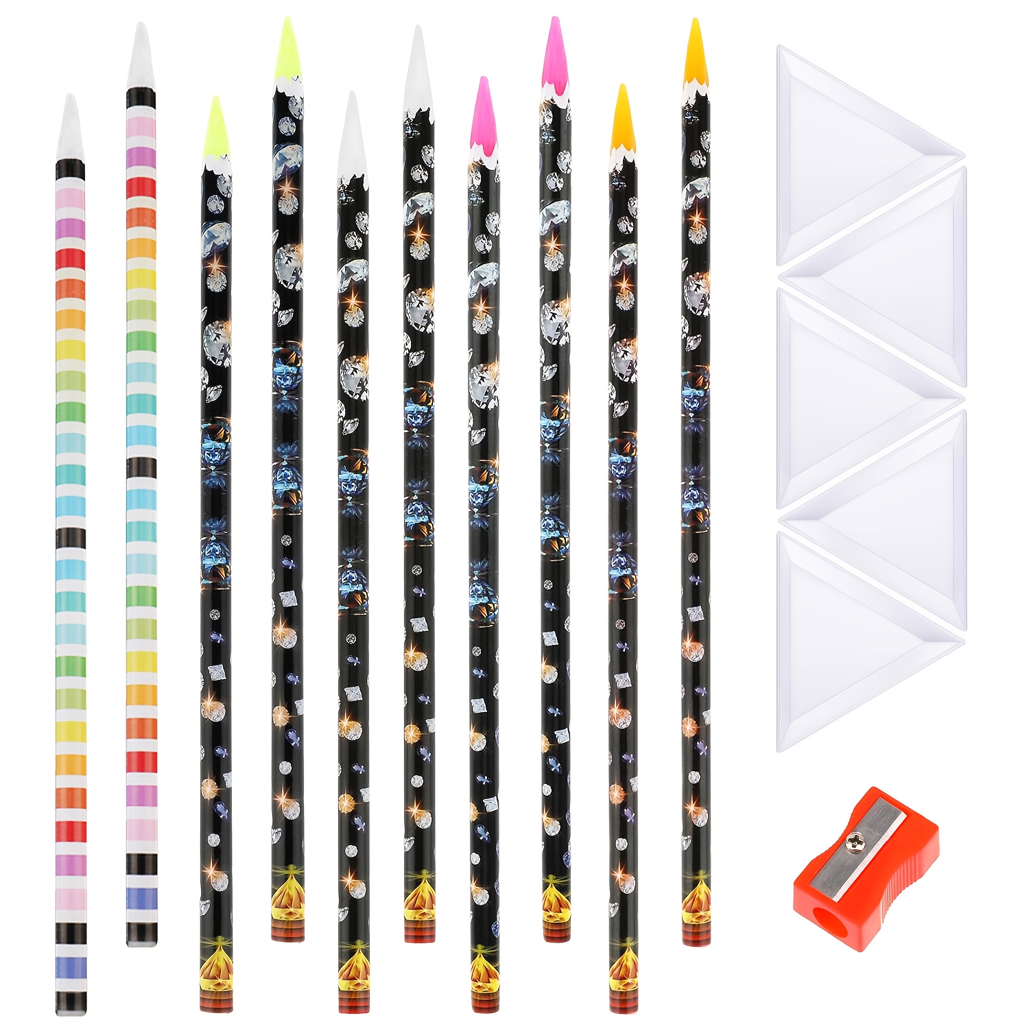 

Wax Pencil For Nail Point Drill Dotting Pen Self Adhesive Resin Picker Pencil Gem Picker Tool With Triangular Bead Sorting Plate For Nail Diy Decor, Comes With A Pencil Sharpener