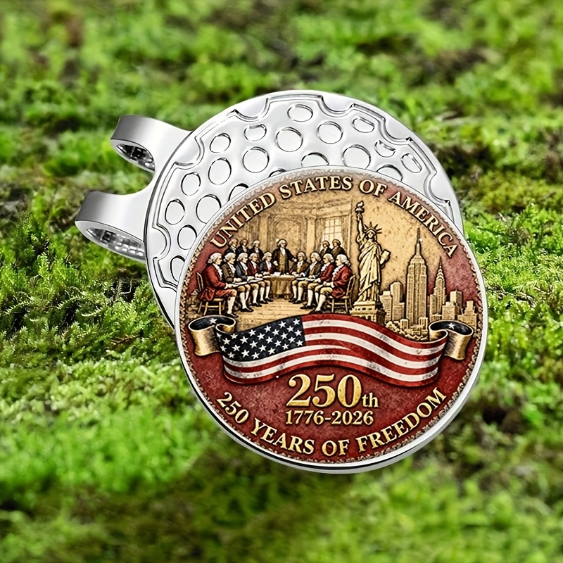 TEMU A Stylish Retro-style Stamp-themed Magnetic Hat Clip For New Year, Featuring An Iron Golf Ball Marker Accessory Easy For Golfers To Install And