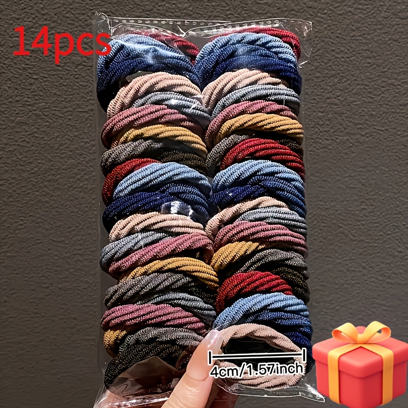 TEMU Total de 100 estilos. Estilos aleatorios de 14 piezas. Coleteros elásticos de nailon coloridos, coleteros para el pelo de mujer, adornos para el