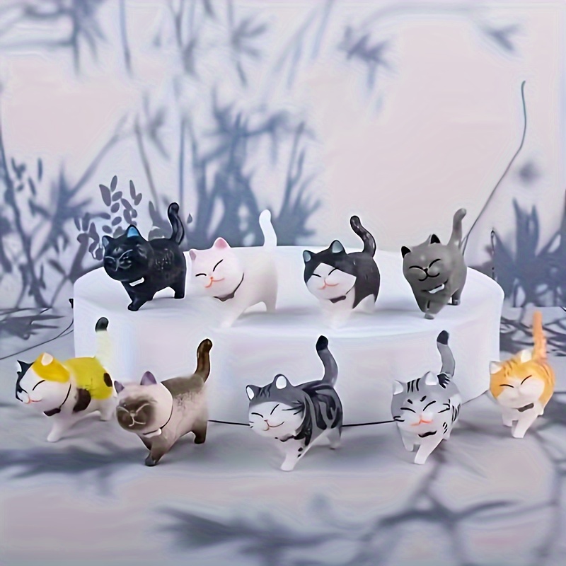 11 Styles Cartoon Cat Figurines Cute Miniature DIY Micro Landscape
