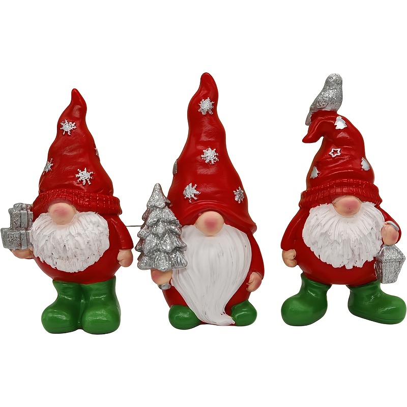 Set Of 3 Gnome Figurines Made Of Resin, Perfect For Home And Kitchen Decor, Used As Christmas Decorations Or Gifts For