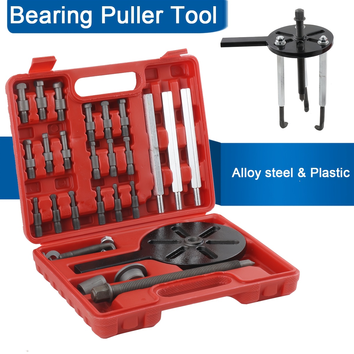 TEMU 21 In 1 Bearing Retractor Set | Universal Inner And Roller Bearing With Clamping Pins In 6 Sizes, Includes 3 Bending Hooks, Metal Construction,