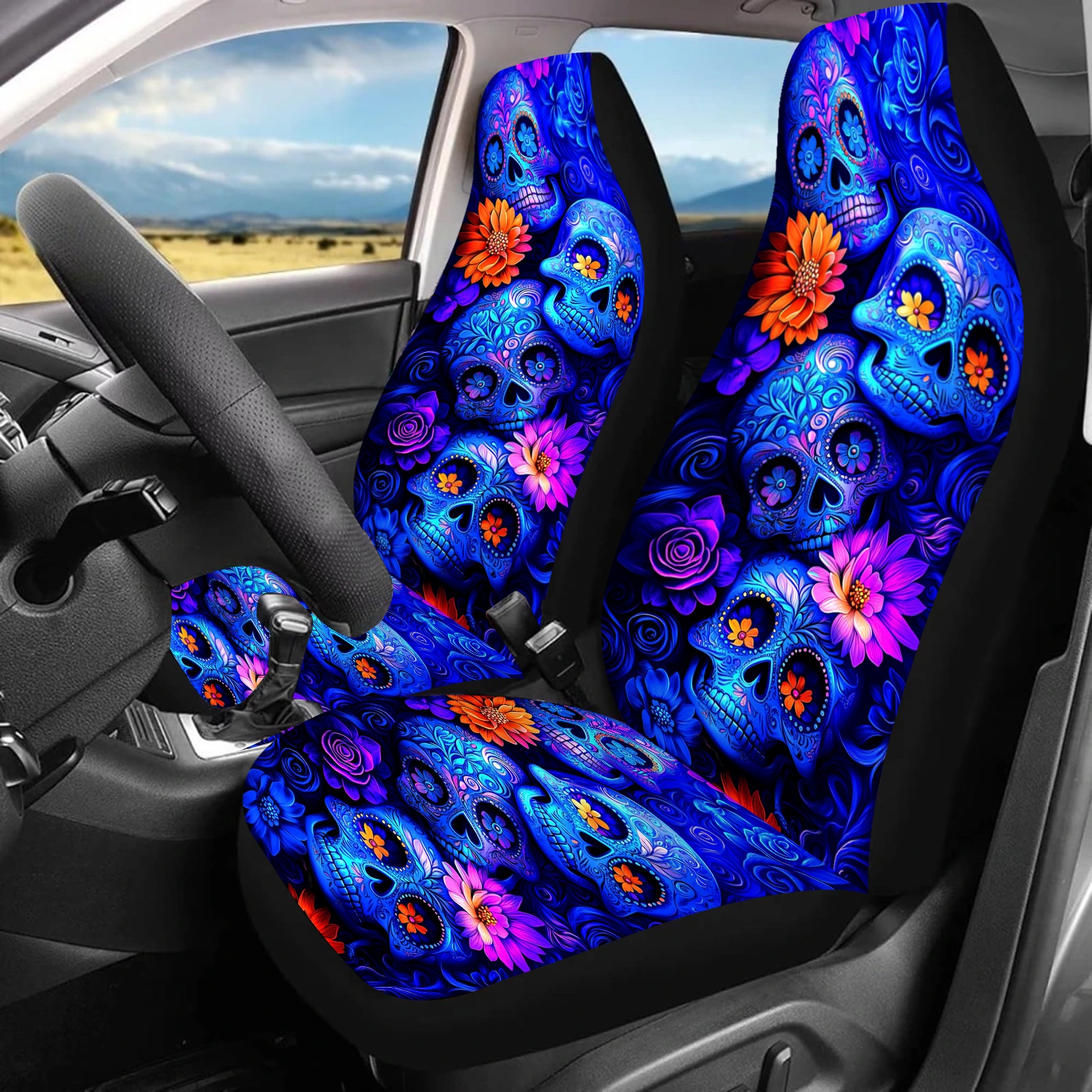 24 Pieces Lip Car Seat Covers Full Set For Women, Lip Car Accessories, Diamond Pattern Car Seat Cover Steering Wheel Cover Floor Mats Seat Belt Cover Armrest Pad Tray Handbrake Cover