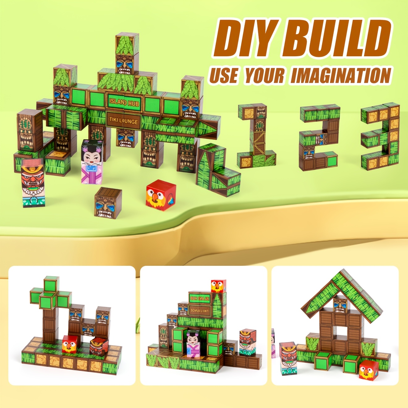 54pcs Tropical Island Adventure Magnetic Building Blocks Set