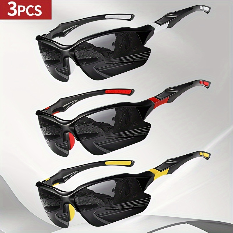 

3pcs Sports Glasses For , Glasses For Cycling, Baseball, Running, Fishing, Golf & Driving
