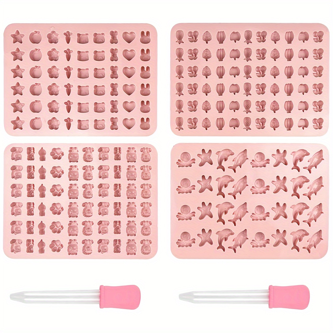 

4-piece Silicone Mold Set: Includes Soft Candy, And Fruit Alliance Molds, Plus Ocean, Pet, And Japanese Lucky Bell Molds. Easy To Fill With Included Straws. Perfect For Diy Crafts And Jewelry Making.