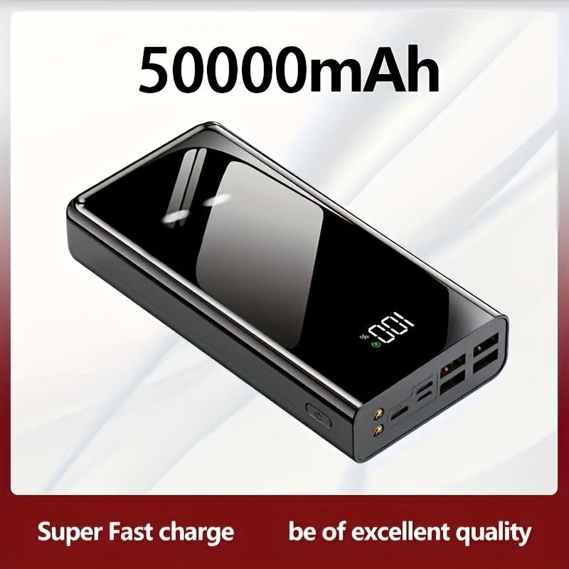 50000mAh Prenosna Power Bank z LED Pametnim Zaslonom in Funkcijo Svetilke, Zunanja Rezerva za Nujne Primerje, Power Bank z Veliko Kapaciteto in