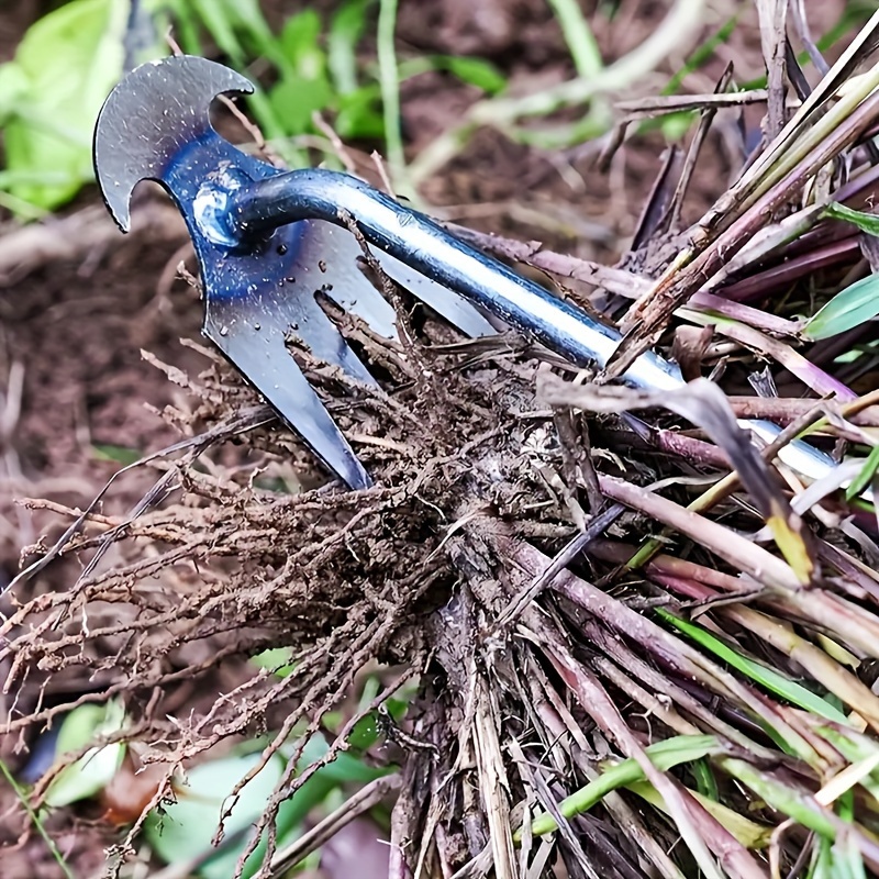 1個、4本の歯の小さな雑草取り、芸術的な手工具、庭用のエルゴノミックな雑草取りツール（伸縮ハンドル付き）、立ち上がり雑草取り、簡単な芝生と庭のメンテナンス