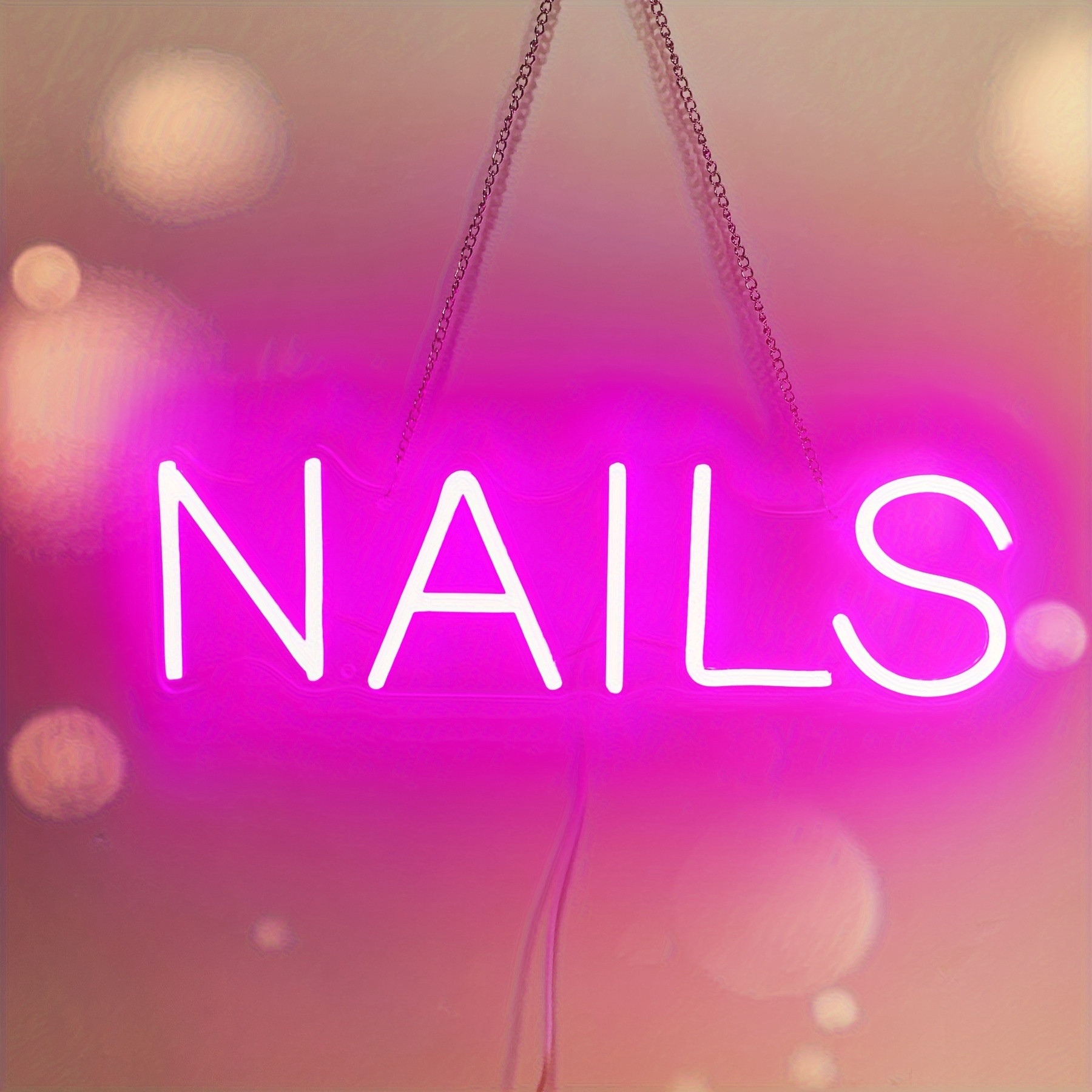 Image of Neon Sign For Nails In Light Pink, Ideal For Beauty Salons And Nail Spas, 5v Usb With Dimmer, Works With Laptops