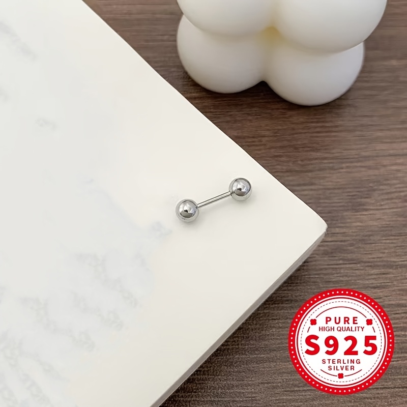 S925 Silver Men's & Women's Double-Headed Bead Earrings