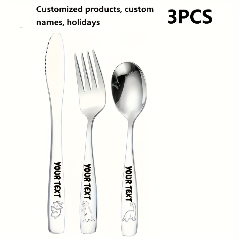 personalized stainless steel cutlery set   name   12 dinosaur pattern set including knife   and teaspoon suitable for   dining and special occasions Product details 5