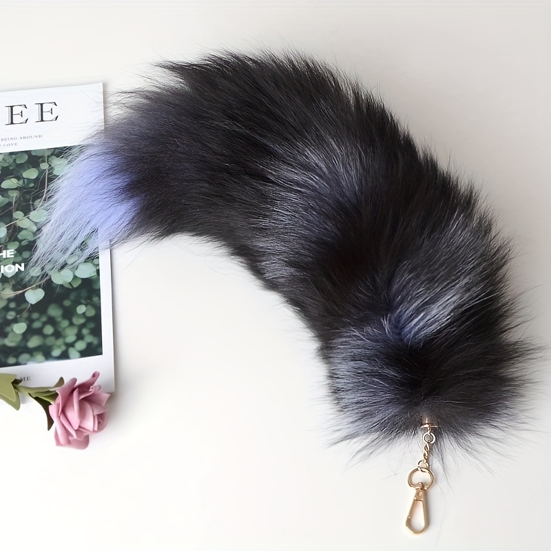 

Anime-inspired Alloy Faux Silver Fox Tail Keychain With Lobster Clasp, Animal Themed Single Novelty Women's Key Ring, Halloween Costume Accessory, Decorative Bag Charm