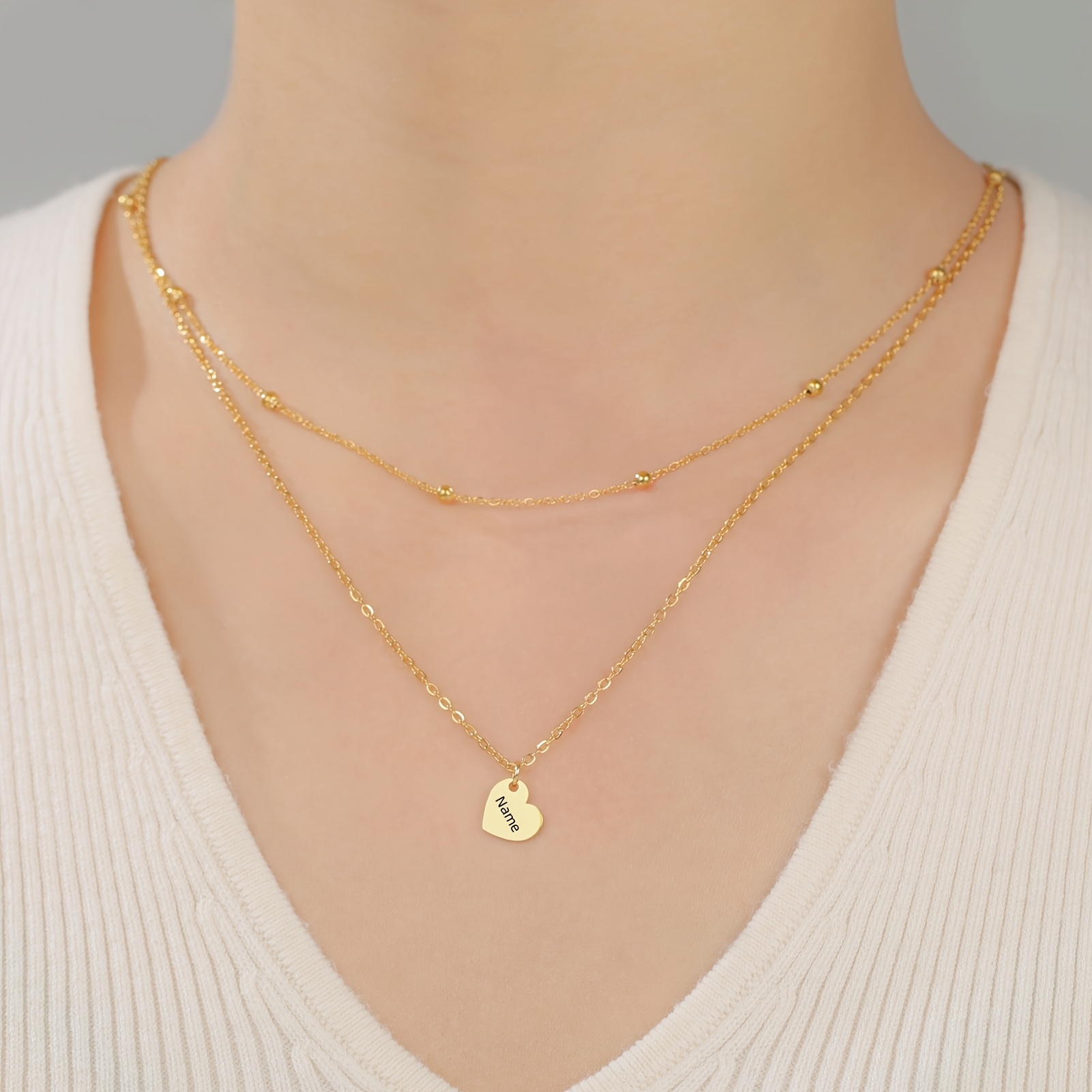 Personalized Custom Name Heart Pendant Necklace, Bohemian Style