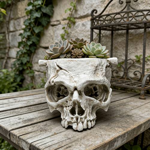 1 de resina para suculentas, única de esqueleto. decoración de escritorio para interior y exterior, en casa. estético gótico . decoración para jardín , decoración para actividades de de halloween. regalo de jardinería, decoración para el hogar