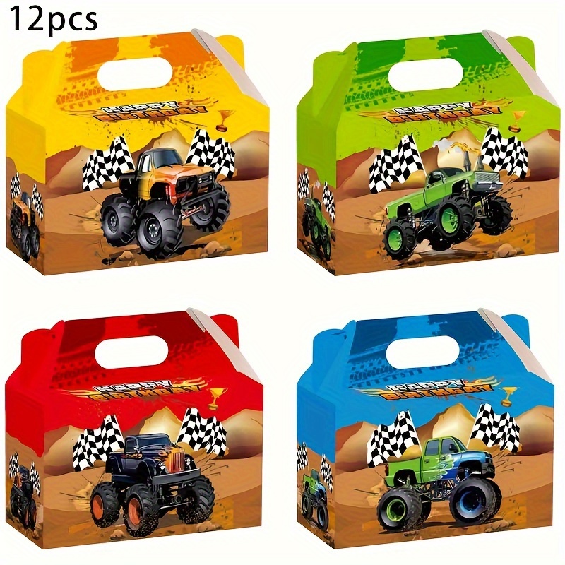 Image of Racing-themed Party Gift Boxes With 8/12/16/24pcs, Monster Truck Party Boxes - Suitable For Birthday Gifts, Party Favors, Gift Storage, Racing Parties, Wedding, Party Themes And Occasions