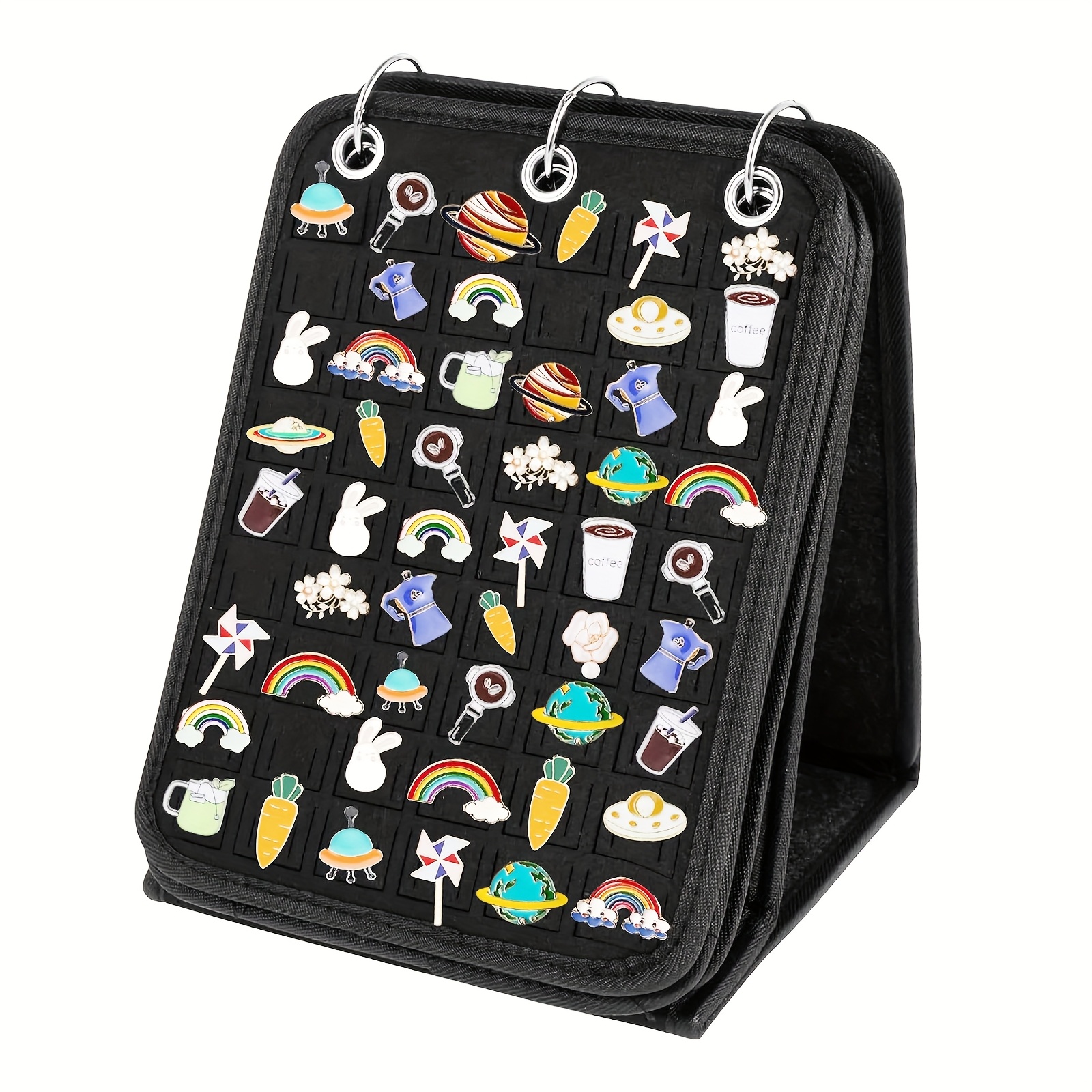 TEMU Display Stand For Felt Brooch Pins Featuring 5 Pages, A Removable Loose-leaf Badge Organizer, And A Portable Jewelry Storage Rack Suitable For
