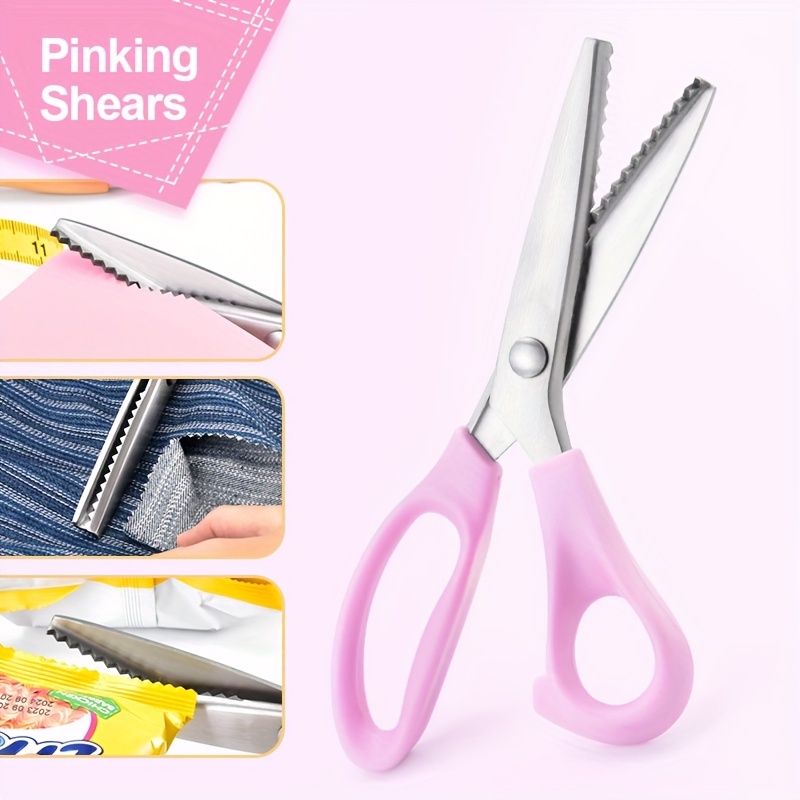 

Pink Zig Zag Pinking Shears With Comfort Grip - Professional Handheld Sewing Scissors For Crafts And Dressmaking, Right-handed Design
