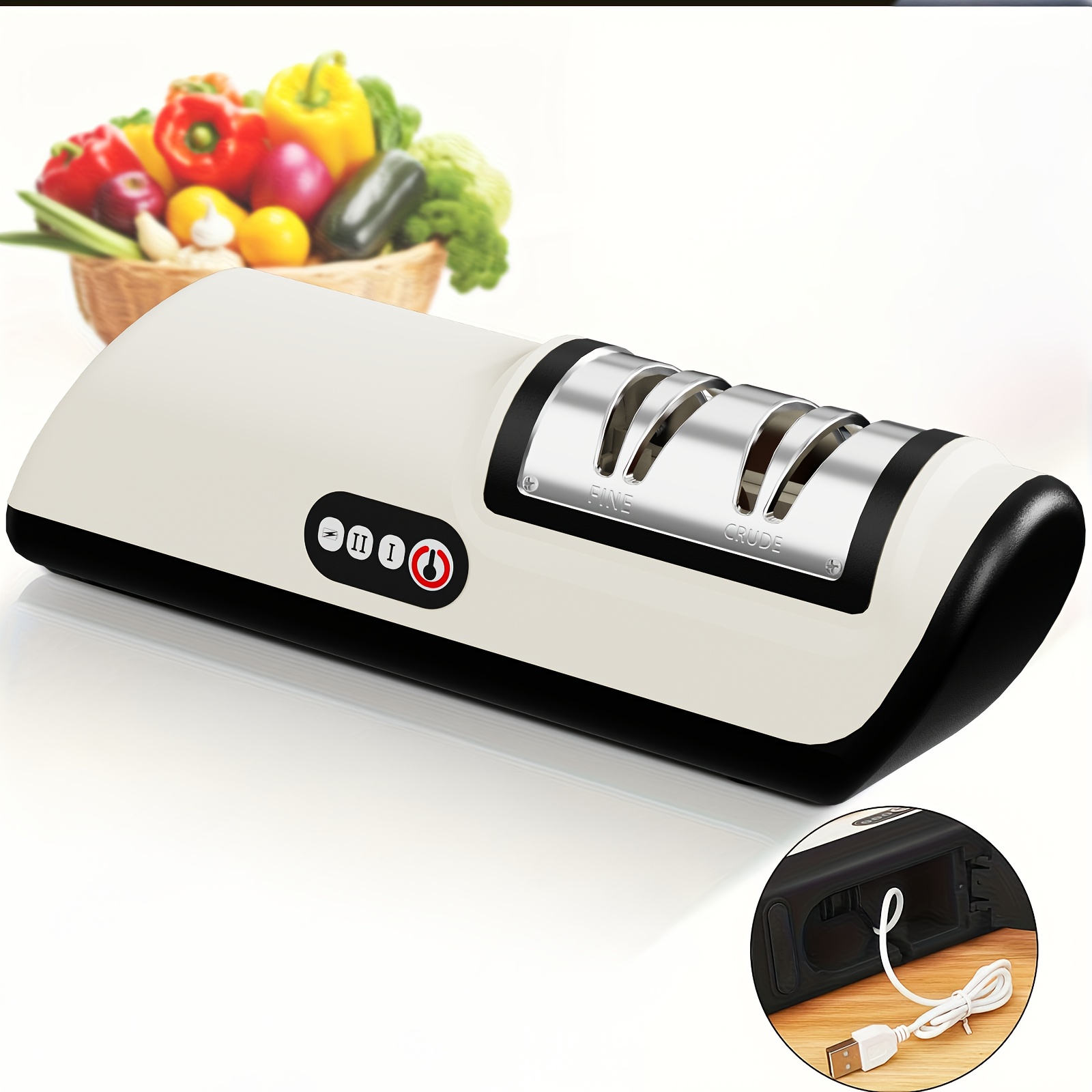 Electric Sharpening Tool, Professional 2-Stage Sharpener for 20 Degree Straight Edges, Sharpening And Polishing for Kitchen Tools | Black