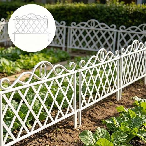 【3d】 5 stück schwarze vintage-europastil-geländer, gartenzaun, hofzaun, schutzbarrieren, pp-kunststoff-grenzzaun mit ineinandergreifenden paneele, rostfreie und wetterbeständige blumenbeet-einfassung