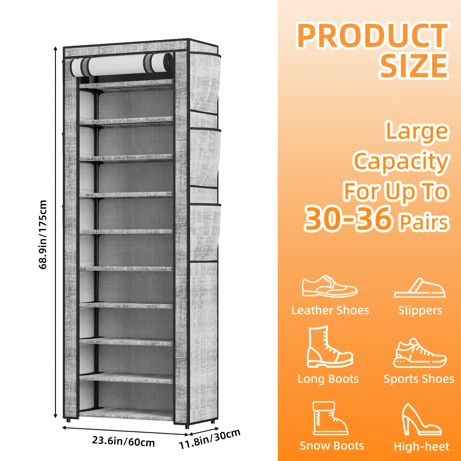 TEMU 10-tier Shoe Storage Organizer, Shoe Rack, Shoe Storage Cabinet, Large Capacity 50-56 Pairs Tall Shoe Shelf Free Standing Storage Cabinet
