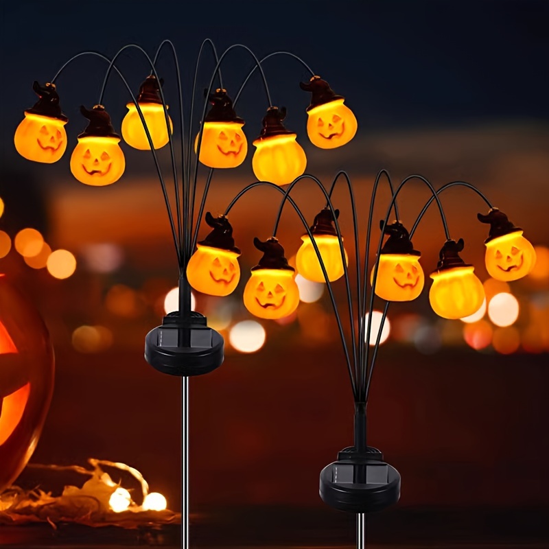 

Solar Pumpkin Lights With 6 Simulated Pumpkin Heads For Outdoor Halloween Party Decoration Garden Lawn Lights