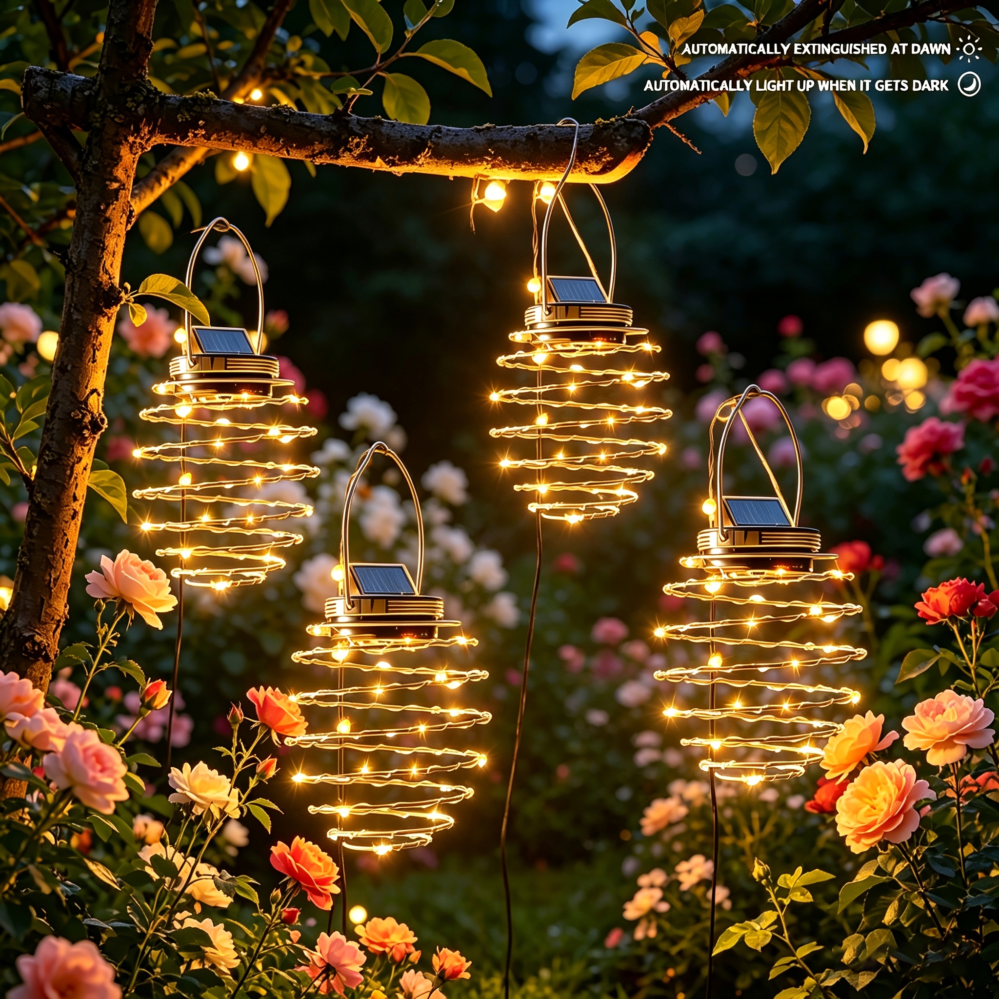 TEMU 2/4pcs, Solar Iron Pineapple Lamp, Spring Lamp, Courtyard Hanging Lamp, Festival Atmosphere Lamp, Outdoor Courtyard Landscape Decoration Copper