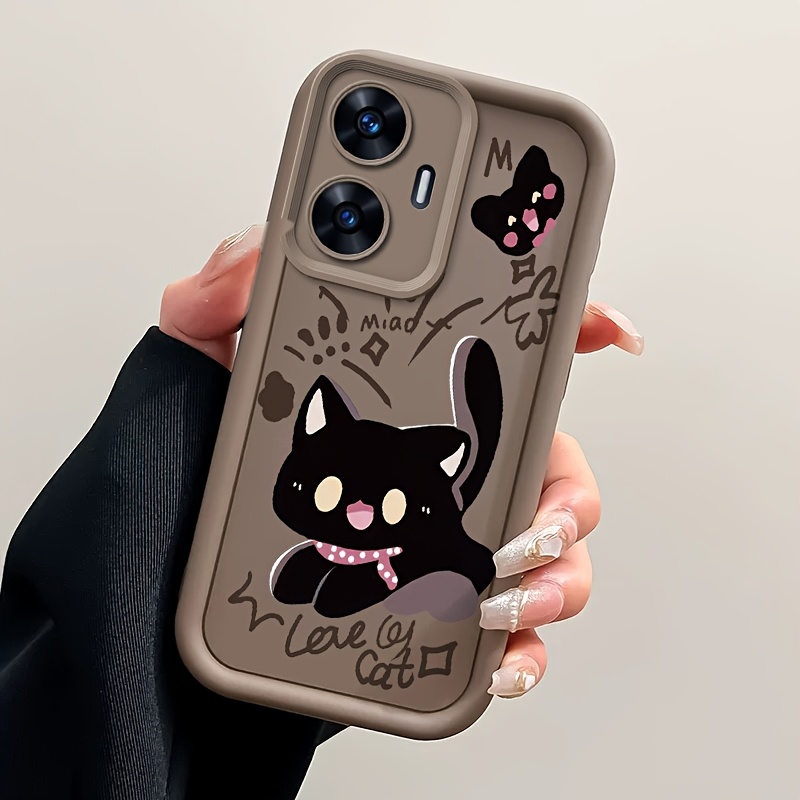 TEMU Мультяшний Милий Лякаючий Кіт Чохол для Телефону Realme C55 - М'який TPU, Ударостійкий, Повне Покриття Задньої Обкладинки