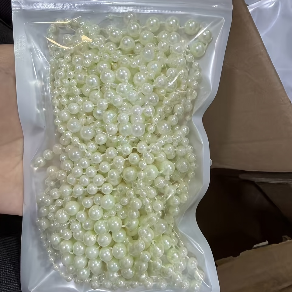 TEMU 4 Styles de Fils de Perles Artificielles, 1 Mètre par Fils, Total 8 Mètres de Corde de Perles Blanche Crème, Fournitures Faites Main pour
