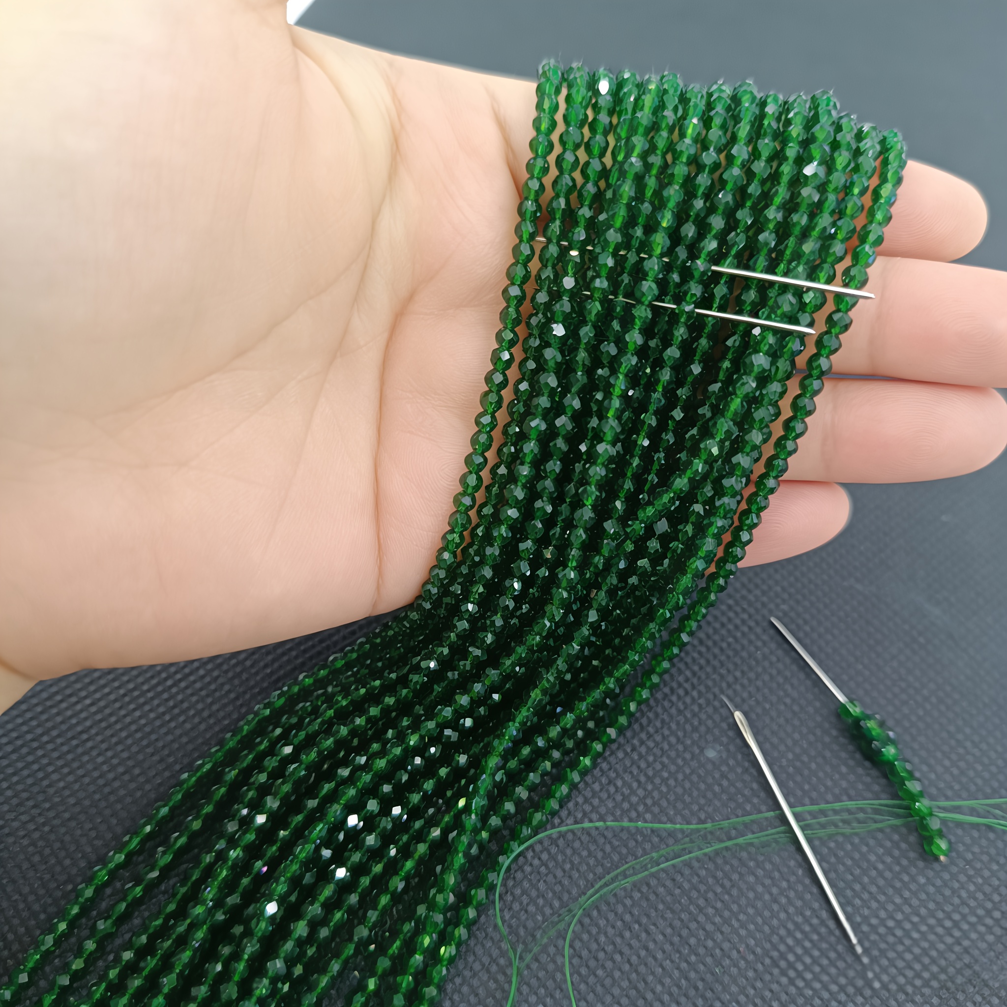Approximately 1200 Green Flat Beads for DIY Jewelry Making