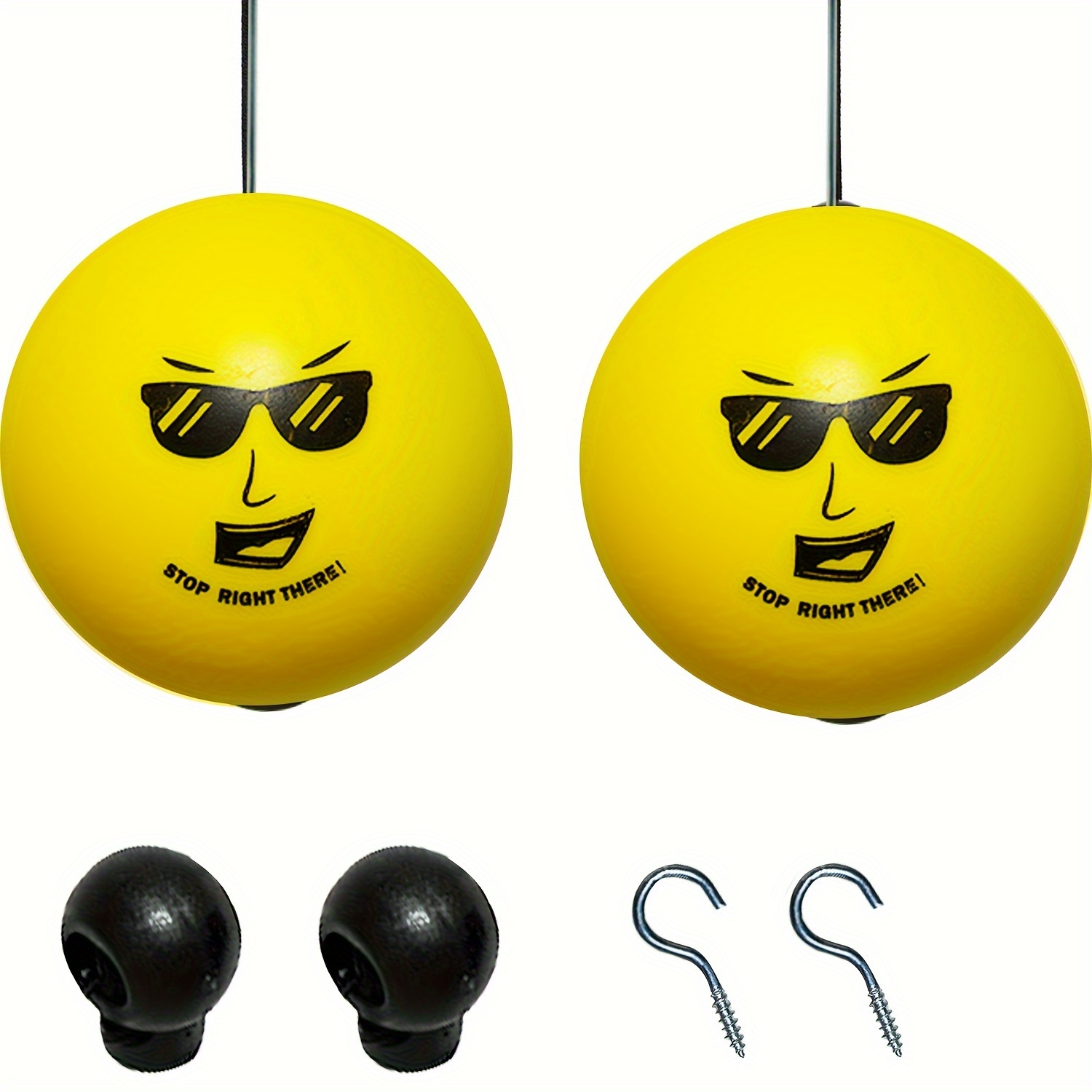 2-Pack Garage Parking Aid Balls With Adjustable Rope - Tennis Ball Style Car Stop Indicator, 13 Ft Lanyard, Hooks Included