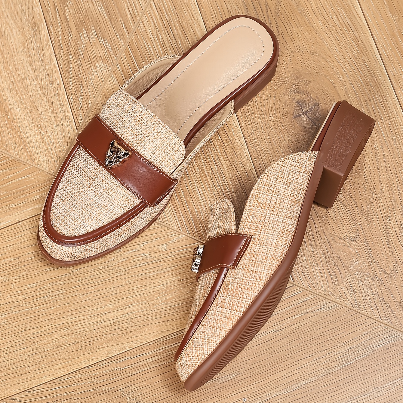 retroinspired mules] women's chic two tone slip mules - Temu