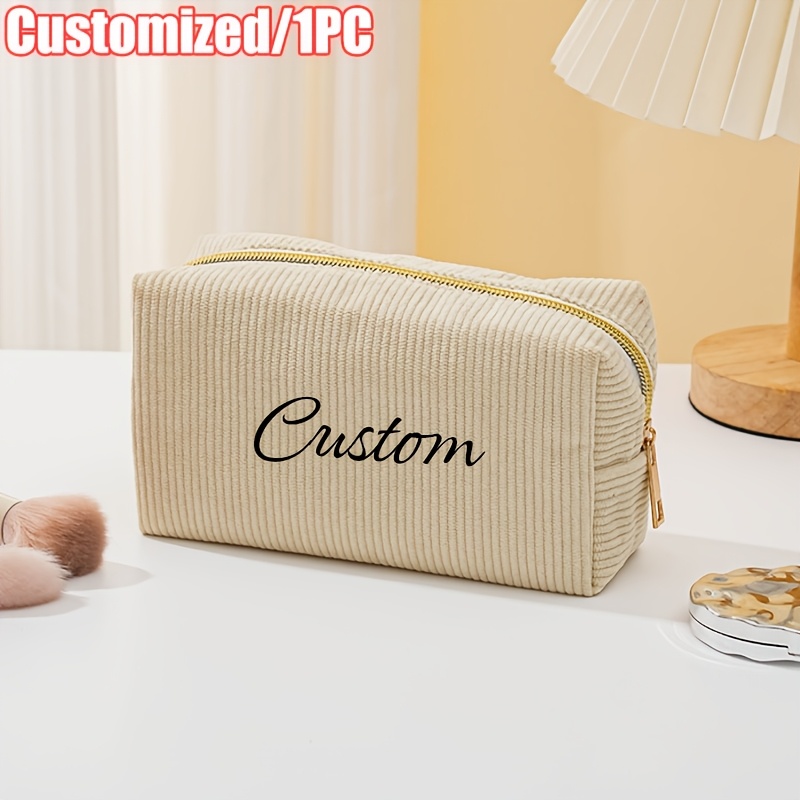 TEMU 1 Borsa Cosmetica con Personalizzato, Pochette Portatrucchi Organizzatrice Personalizzata, Borsa Cosmetica in Velluto a , Adatta per il