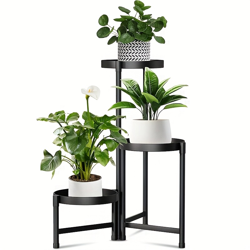 heavy duty matte black metal plant stand multi level freestanding rack for indoor outdoor plants sturdy   for corners patios and living rooms modern minimalist style outdoor plant organizer decorative plant stand sturdy construction