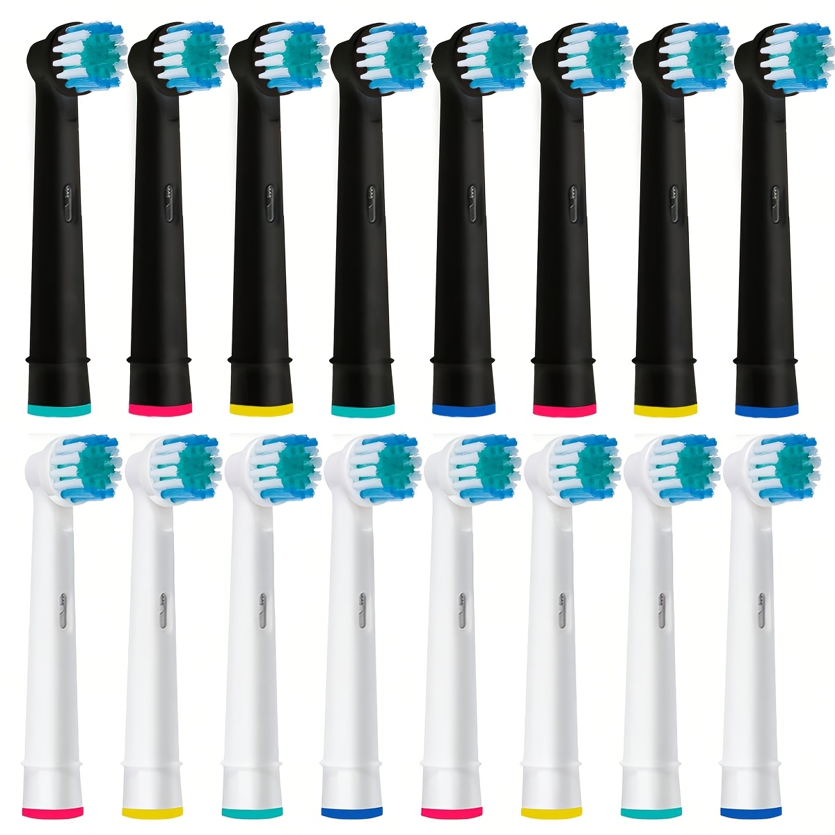 16 Count Replacement Toothbrush Heads Compatible For Oral B Electric Toothbrush. 8pcs White And 8pcs Black