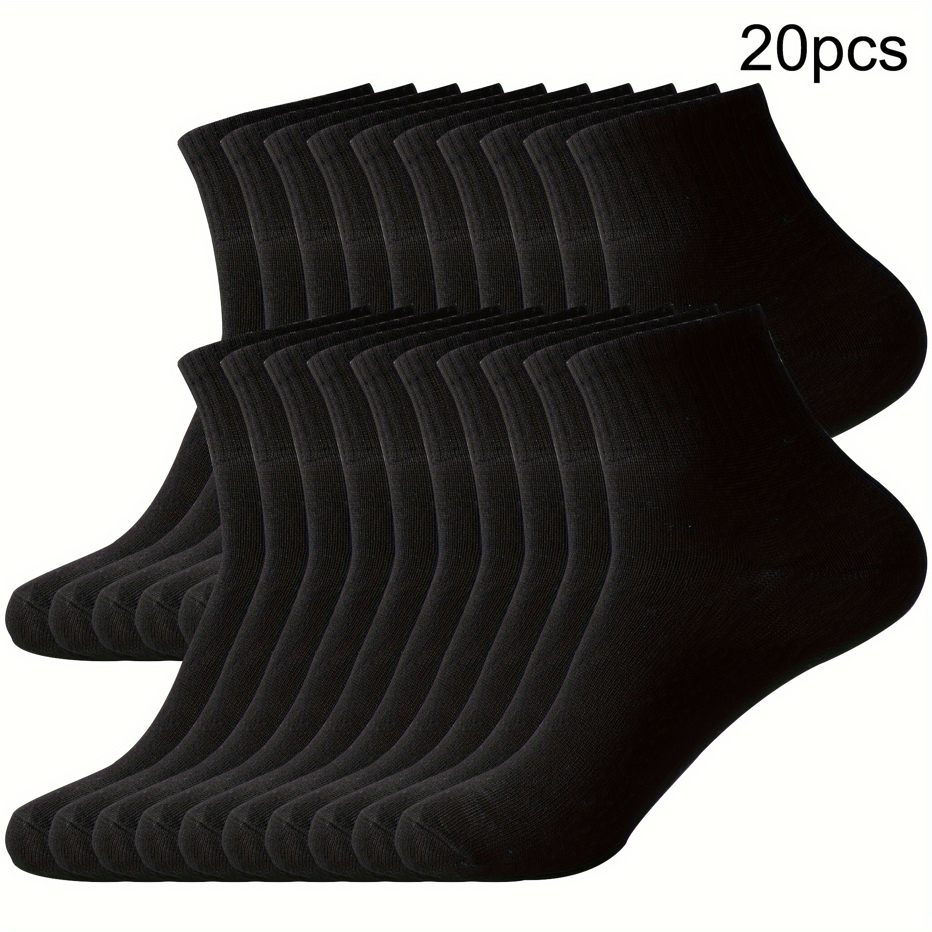 TEMU Pack Of 20 Pairs Men's Socks, Mid-calf Sports Socks