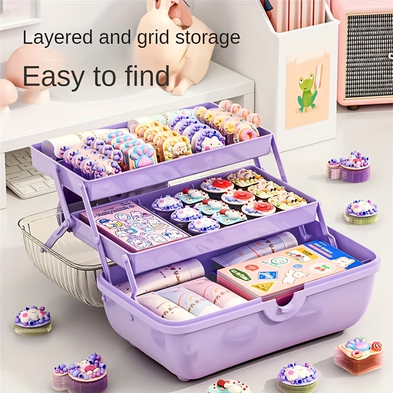 TEMU Bow- 3-layer Hair Accessory Organizer - Large, Lockable & Storage Box