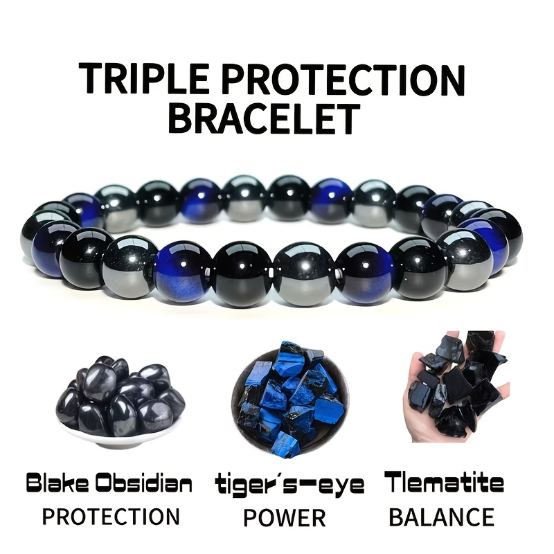 TEMU Pulsera de Azul, Pulsera Elástica Unisex de Cuentas de , Adecuada para Novio y Novia - Regalo de Navidad y Uso Diario, Joyería , Accesorio de