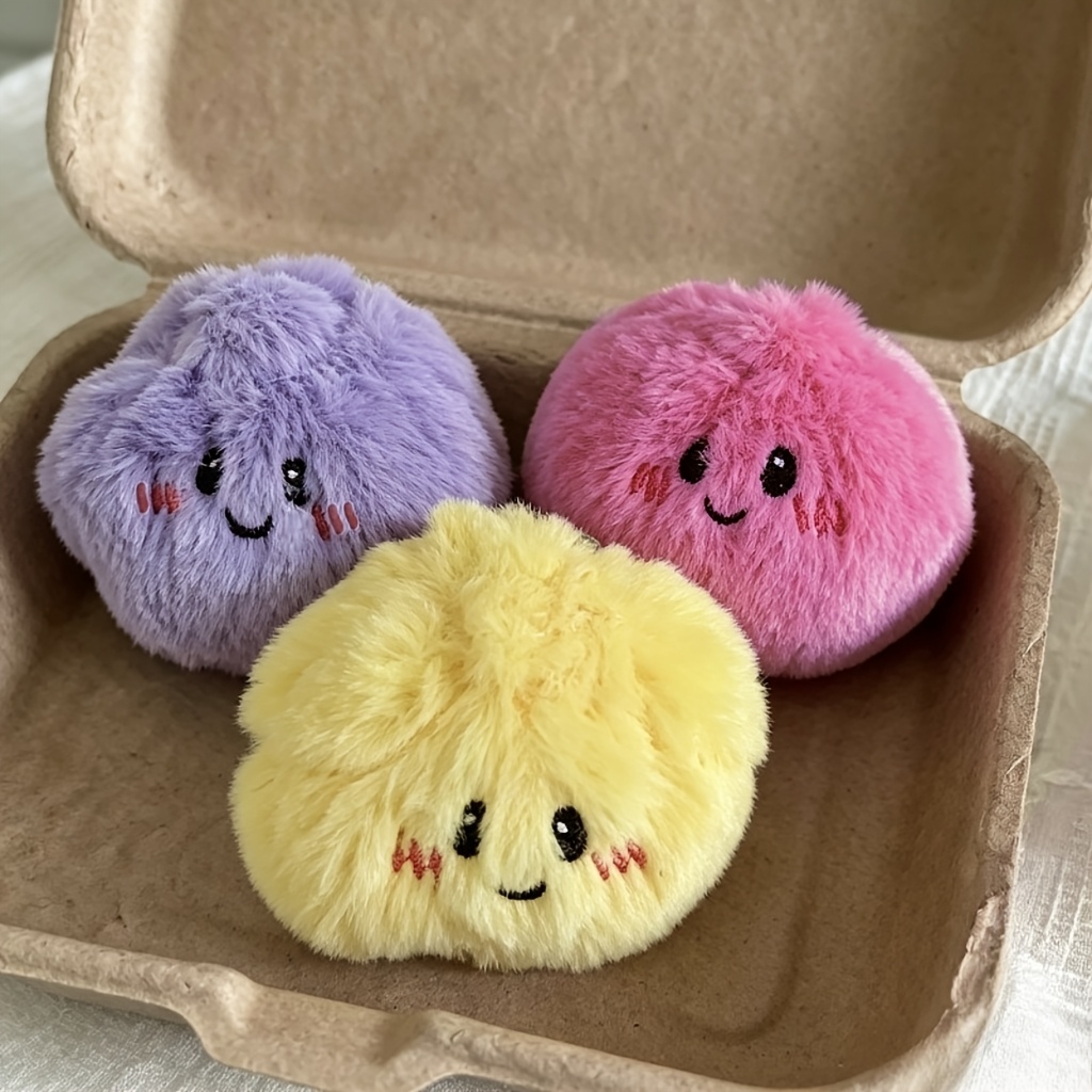 Image of 3pcs New Cute Soup Dumpling Plush Toys, Squeeze Toys, Desktop Ornaments, Gifts For Birthday, Halloween, Christmas, And Other Festivals