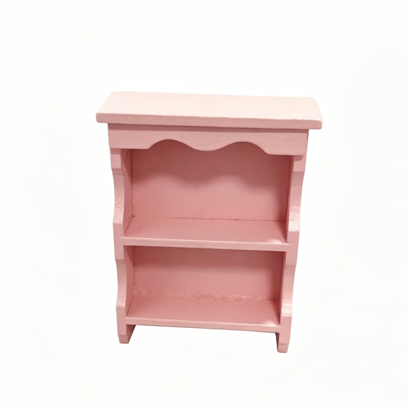TEMU Estantería de almacenamiento rosa multicapa en miniatura a 1:12, decoración de muebles para casa de muñecas, creativa estantería de gabinete