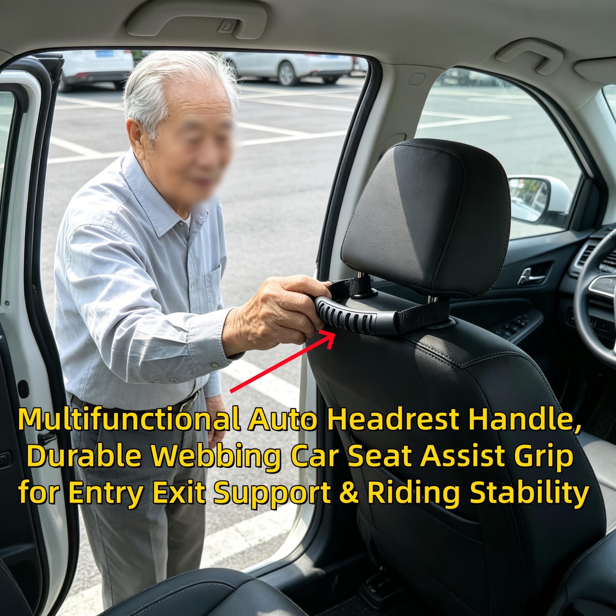 TEMU Car Handle, Universal Car Headrest Pull Handle Vehicle Assistance Safety Armrest Suitable For Elderly Children And , Seat Back Support Pull