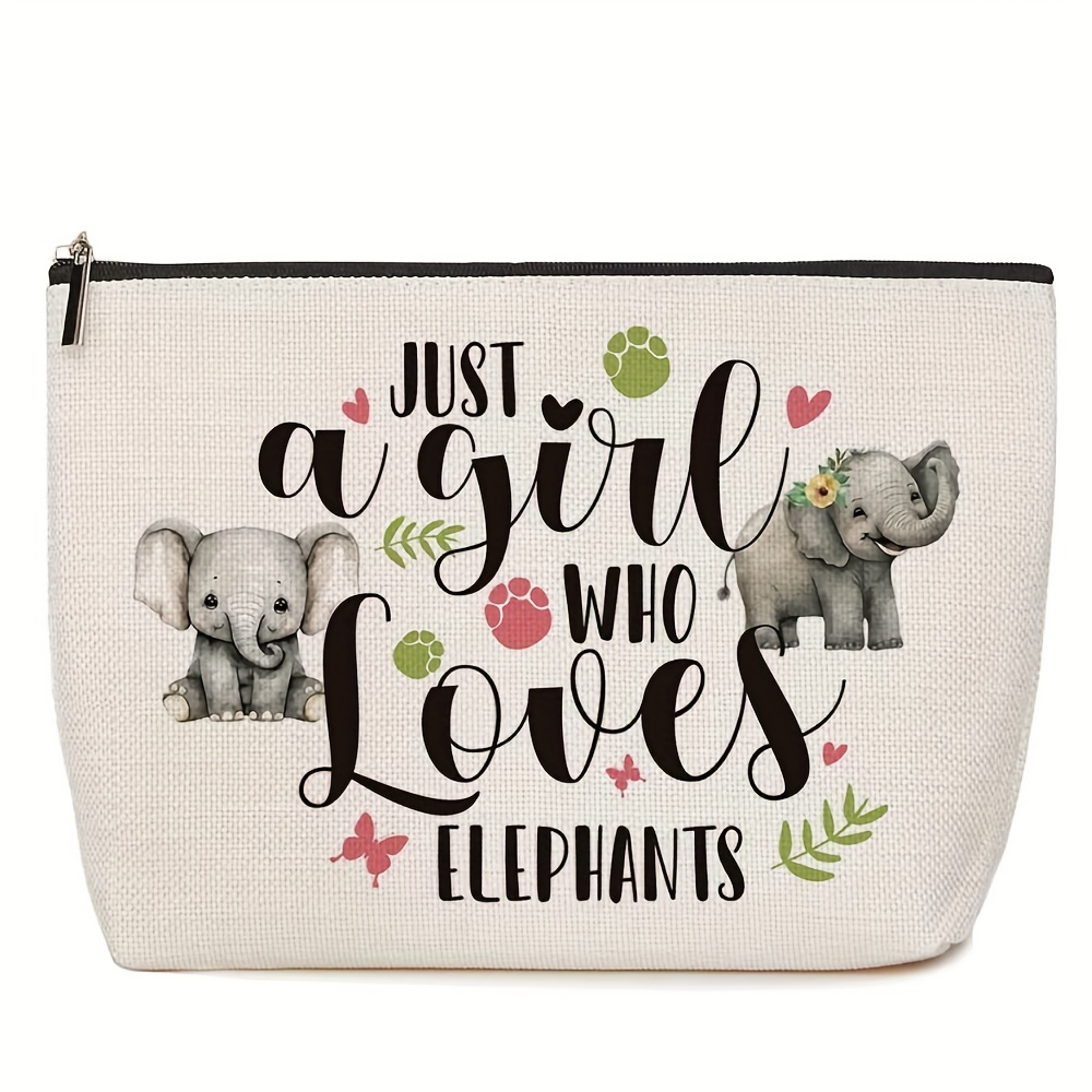 

Elephant Decor Elephant Gifts For Women, Just A Girl Who Loves Elephants Makeup Bag, Elephants Lover Gift For Women Girls Animal Lover, Birthday Gifts For Girls